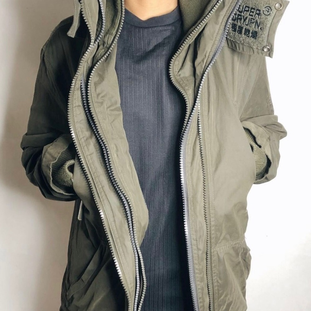 Green army coat with Hoodie